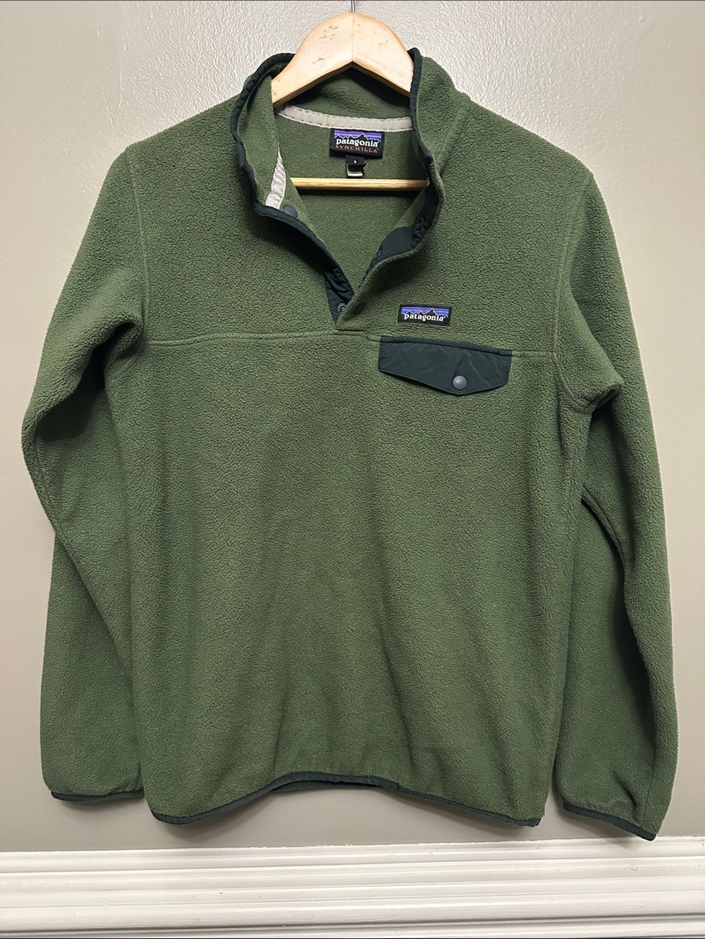 Womens Patagonia Synchilla pullover fleece green jacket Sz S